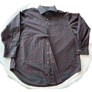 Lauren Ralph Lauren Button Down Shirt, Red/Green Plaid, Non-Iron Sz 17 1/2 32/33